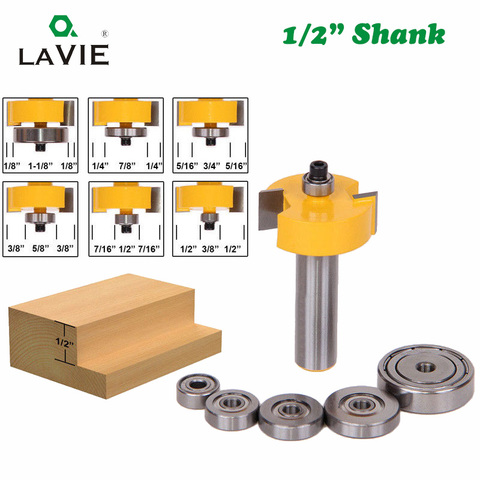 2PC 1/2 Shank  12mm Rabbet T Type Router Bit with 6 Adjustable Bearings Rabbeting Tenon Milling Cutter for Wood Woodworking 3020 ► Photo 1/1
