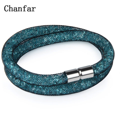 Chanfar 16 Colors Lovely Crystal Mesh Bracelet of Crystal Jewelry Tube Magnetic Clasp Double Bracelet Jewelry For Women Men Girl ► Photo 1/6