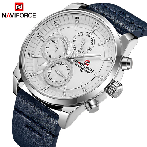 Mens Watches NAVIFORCE Top Brand Luxury Waterproof 24 hour Date Quartz Watch Man Fashion Leather Sport Wrist Watch Men Clock ► Photo 1/6