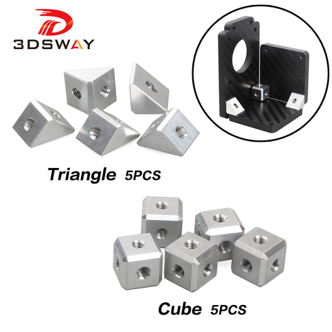 3DSWAY 3D Printer Parts Screw Nut Bracket Fixing Piece Sheet Connector Aluminum Block Triangle and Cube DIY Accessories 5pcs ► Photo 1/6
