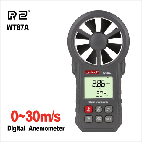 RZ Portable Anemometer Thermometer Wind Speed Gauge Meter Anemometro Windmeter 30m/s LCD Digital Hand-held  Measure Tool RZ818 ► Photo 1/6