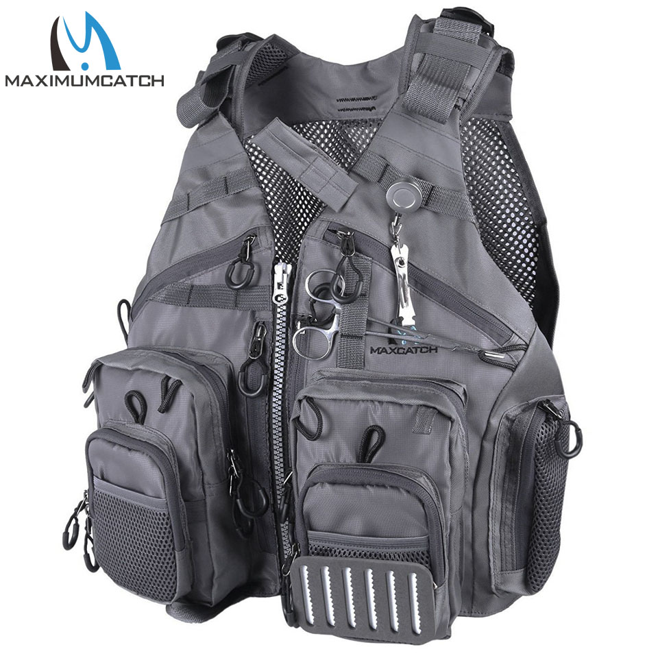 Maxcatch Fly Fishing Vest Adjustable Mutil-Pocket Packs with Breathable Mesh 