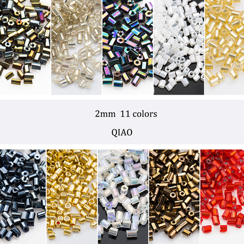 2mm 30g/lot 11 Colors Glass Seed Spacer Beads Crystal Tube Beads For Handmade Making DIY Garment 15g/bottle ► Photo 1/6