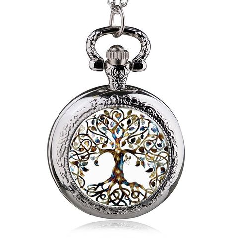 Fashion Silver Stainless Steel Tree Of Life Chain Luminous Pocket Watch Necklace Women Jewelry Glowing Pendant Chain ► Photo 1/6