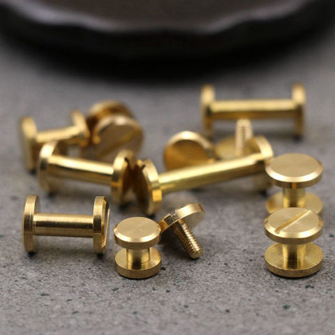 10pcs Solid Brass Binding Chicago Screws Nail Stud Rivets For Photo Album Leather Craft Studs Belt Wallet Fasteners 8mm Flat Cap ► Photo 1/4