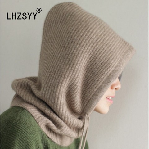 LHZSYY Autumn and Winter New Cashmere knit cap Collar Hooded Dual-Use paragraph Men and Women Fashion high quality Wool Warm Cap ► Photo 1/6