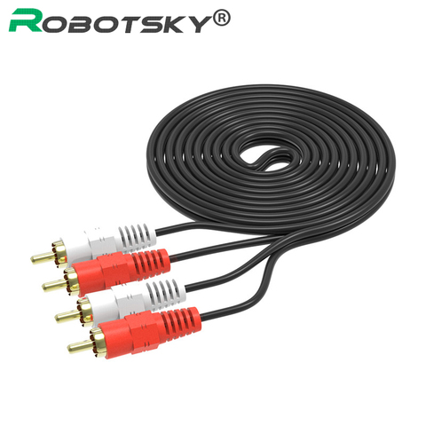 Robotsky 2RCA Male to 2 RCA Male Audio Video Cable RCA Audio Splitter Cable for DVD Sound TV box Louder 1.5M 3M 5M ► Photo 1/6
