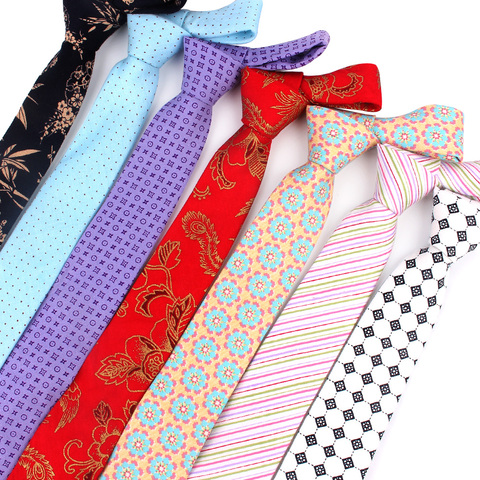 New Ties For Men Cotton Print Slim Men Necktie Suits Mens Neck Tie For Business Cravats Floral Groom Neckties ► Photo 1/6