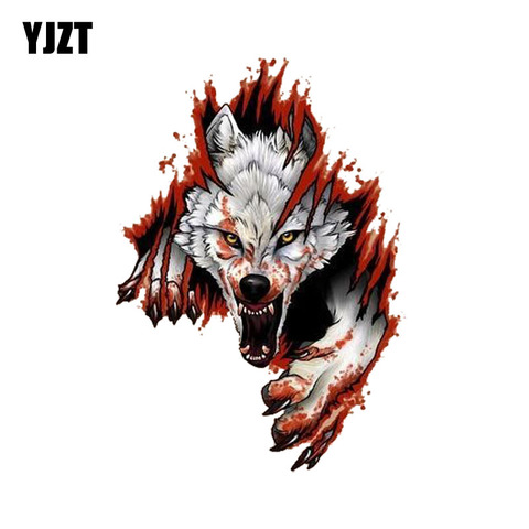 YJZT 10.6CM*15.2CM  Funny Angry Wolves PVC Motorcycle Car Sticker 11-00462 ► Photo 1/6