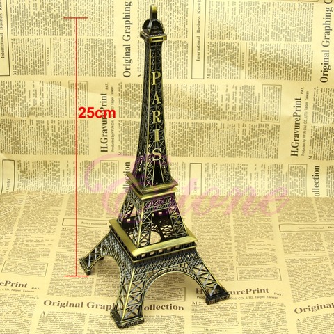 25CM Bronze Tone Paris Eiffel Tower Figurine Statue Vintage Alloy Model ► Photo 1/6