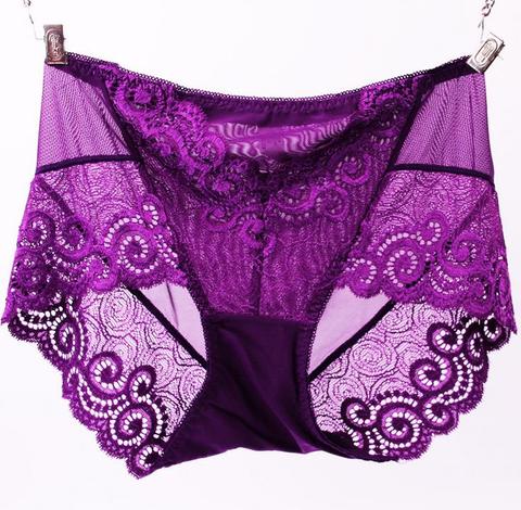 AS12 Women Sexy Transparent Full Lace Panties Plue Size M-5XL High-Crotch Floral Soft Briefs Underwear Women ► Photo 1/6