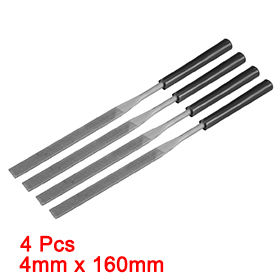 Uxcell Hot Sale 4 Pcs Second Cut Steel Flat Needle File with Plastic Handle, 4mm x 160mm ► Photo 1/4