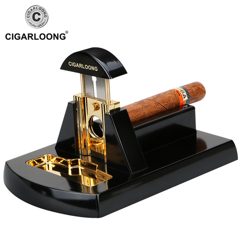 Luxury Desktop Guillotine Metal Stainless Steel Cigar Knife Desktop Solid Wood Cigar Scissors Thicker Cigar Cutter CH-1031 ► Photo 1/6