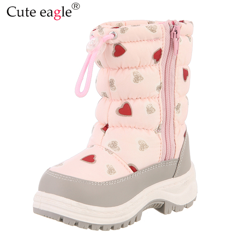 Cute Eagle Winter Girl's Nonslip Snow Boots Kids Mountaineering Skiing Warm Felt Boots School Outdoor Activities Eur Size 22-33 ► Photo 1/6