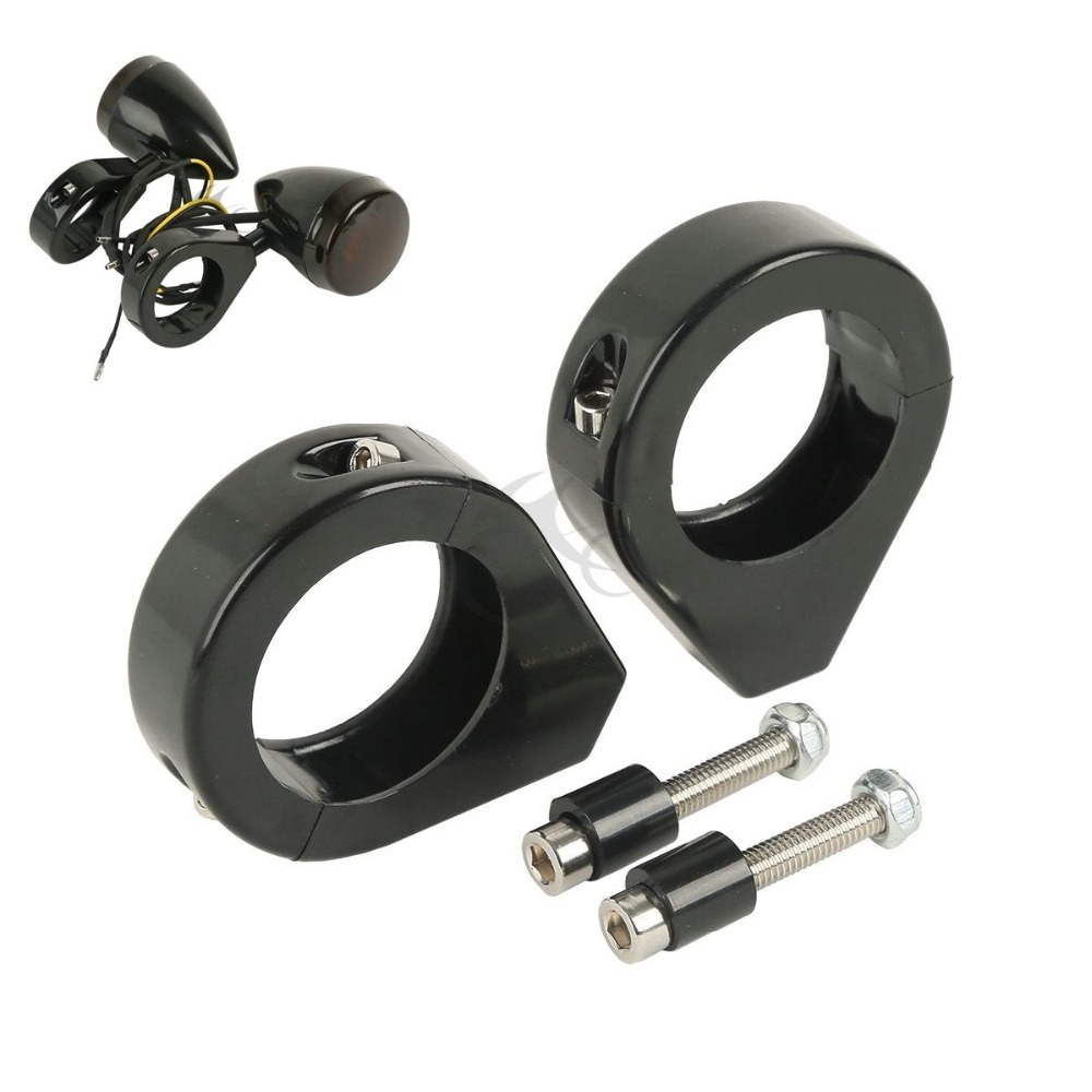 Motorbike Indicator Turn Signal Relocation Fork Clamps Pair of 39mm BLACK