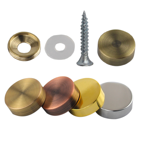 4Pcs Antique Pure copper Decorative Nail mirror Fixing Screws Plastic Washers Flat Advertisement nail Fittings Brass Screw Cover ► Photo 1/6