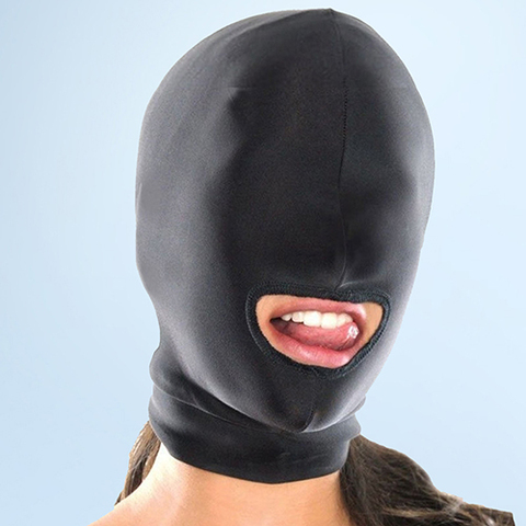 Sexy Toys Fetish Open Mouth Hood Mask Head Black Adult Games Erotic Mask Hood Sexy  Eye Mask BDSM Headgear Slave Bondage ► Photo 1/2