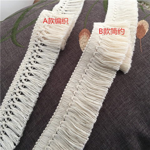 6Yards 4cm-4.5cm Width Beautiful Cotton Fringe Lace Beige Tassel Lace Trim Tassel Curtain Lace Sewing Craft Material Z1223 ► Photo 1/6