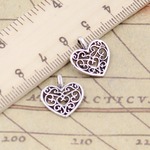 20pcs Charms Hollow Lovely Heart 16x14mm Tibetan Bronze Silver Color Pendants Antique Jewelry Making DIY Handmade Craft ► Photo 1/2