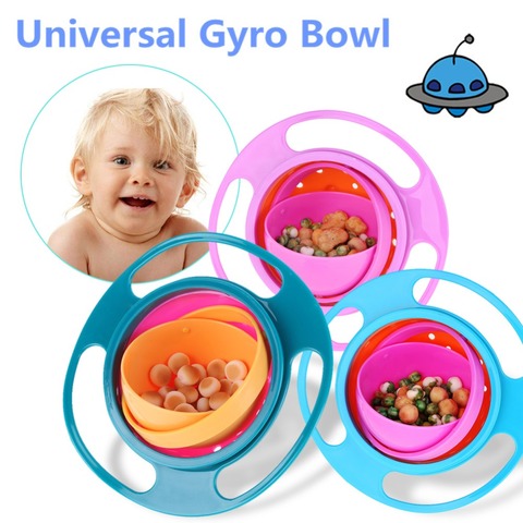 Cute Baby Gyro Bowl  Spill-Proof 360 Rotate Feeding Dish