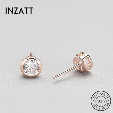 INZATT 925 Sterling Silver Zircon Heart Stud Earrings Rose Gold Colour Crystal Jewelry Accessory For Women Wedding Party Gifts ► Photo 1/6