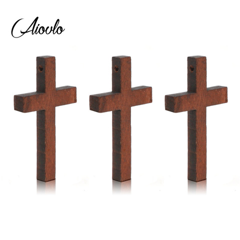 Aiovlo 20pcs/lot Natural Wood Cross Charms Pendant DIY Necklace Charm Jewelry Making Findings Handmade Accessories Supplies ► Photo 1/6