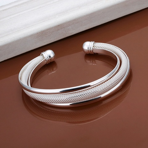 Silver color exquisite luxury gorgeous fashion hypotenuse bracelet  temperament charm Silver jewelry birthday gift B019 ► Photo 1/6