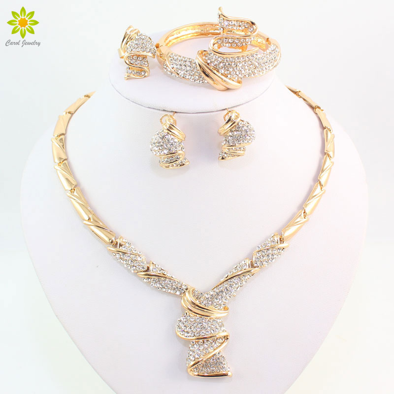 YT234 Clear Rhinestone Crystal Alloy Earrings Necklace Set Unbranded Bridal Gift 