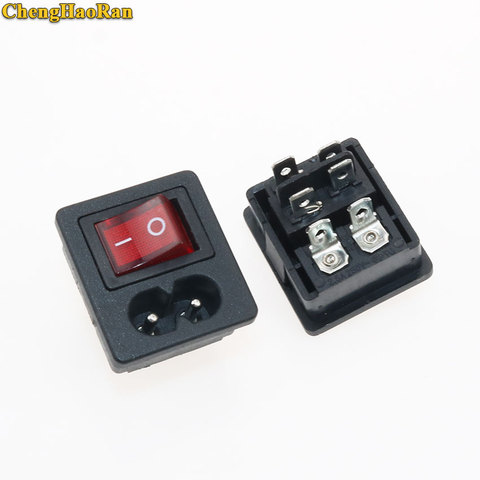 ChengHaoRan 1x IEC320 C8 Power Cord Inlet Socket receptacle With ON-OFF Red Light Rocker Switch 250V 2.5A FOR Computer Amplifier ► Photo 1/1