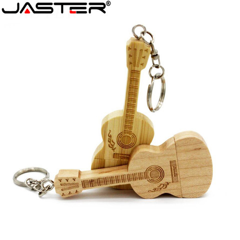 JASTER Metal keychain Natural wooden bamboo Guitar model usb flash drive pendrive 4GB 16GB 32GB 64GB memory stick LOGO customize ► Photo 1/6