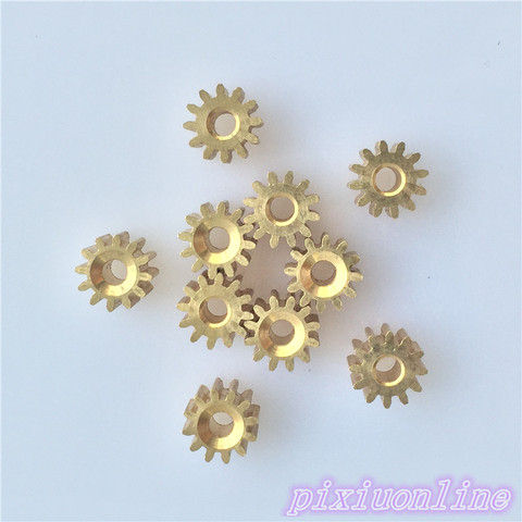 10pcs K092Y 2.3 MM Pore 12 Tooth Brass Motor Shaft Gear DIY Toys Parts  High Quality On Sale ► Photo 1/4