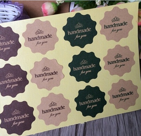 120PCS Vintage Flower Round Wave Kraft paper'handmade for you'seal Sticker for Handmade Products DIY multifunctional Gift ► Photo 1/6