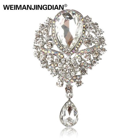 WEIMANJINGDIAN Brand Large Crystal Diamante Rhinestones Teardrop Wedding Brooch Pins in Assorted Colors ► Photo 1/6