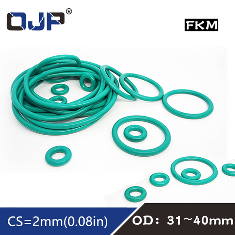 5PCS Fluorine rubber Ring Green FKM O ring Seal OD31/32/33/34/35/36/37/38/39/40*2mm Rubber O-Ring Seal Oil Ring Gaskets Washer ► Photo 1/6