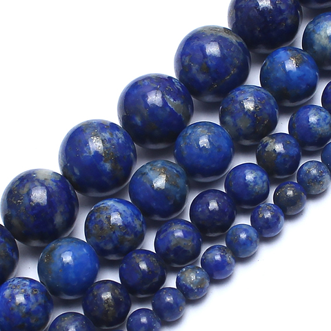 Natural Stone Beads Genuine Blue Lapis Lazuli Stone Beads for Jewelry Making DIY Women Men Bracelet Necklace 15 inch  4/6/8/10mm ► Photo 1/6