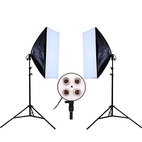 Photo Studio Kit Photography Lighting 2PCS* 4 Socket Lamp Holder + 2PCS*50*70CM Softbox +2PCS*2m Light Stand ► Photo 1/6
