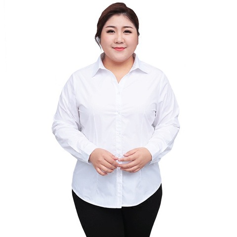 Price history & Review on Formal White Blouse Women Plus Size Long Sleeve OL Lady Work Shirts Blue Office Blouses Ladies Extra Large 6XL 10XL | AliExpress Seller Drun