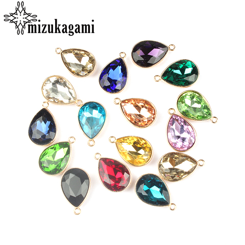 2017 Gold Alloy Colorful Crystal Water Drop Charms 12pcs/lot  23*15MM DIY Necklace Earrings Bracelet Accessories ► Photo 1/3