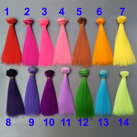1pcs doll hair 15cm 25cm Pink Yellow Purple Green Blue color straight doll wigs for Russian handmade diy accessory ► Photo 1/6
