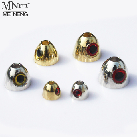 MNFT New 12Pcs/Lot Fly Tying Materials Fly Cone Heads With 3D Brass Cone Eyes Silver,Gold Color For Streamer Trout Fly Fishing ► Photo 1/6