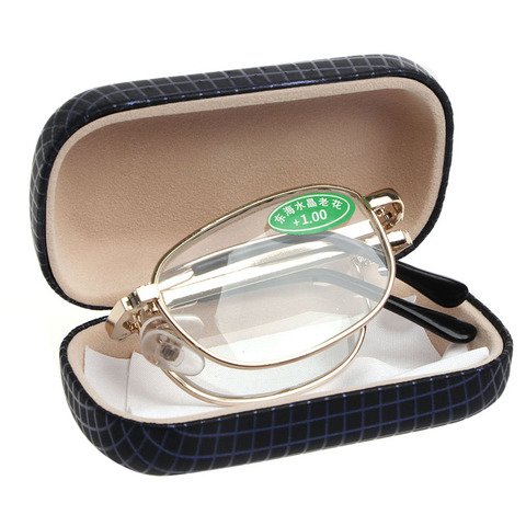 Women Men Metal Frame Folding Reading Glasses with Case Strengths +1.00 to +4.00 ► Photo 1/6