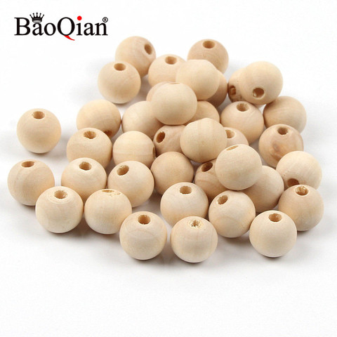 4-50mm Natural Wooden Beads Lead-free Wood Round Balls For Jewelry Making Diy Children Teething Spacer Wood Crafts ► Photo 1/4