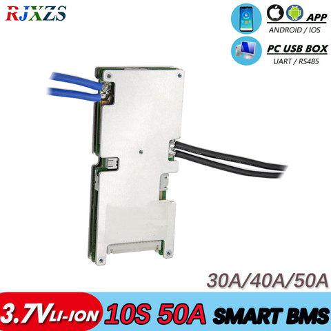 BMS 10S 30A/40A/50A active smart bms 10s 42v Li-ion smart bms pcm with android Bluetooth app UART bms wi software (APP) monitor ► Photo 1/4