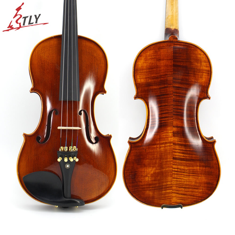TONGLING Hand-craft Advanced Violin Oil Varnish Naturel Flamed Maple Violin 4/4 Spruce Plate Ebony Parts w/ Bow Case Tuner ► Photo 1/6