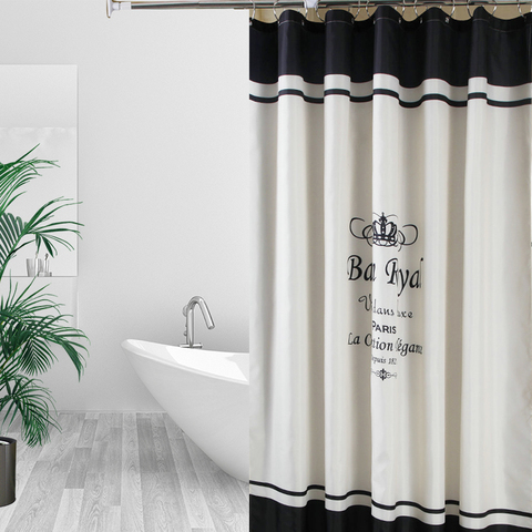 Shower curtain polyester fabric waterproof and mildew proof fabric Toilet curtain partition curtain Bathroom curtain (with hook) ► Photo 1/6