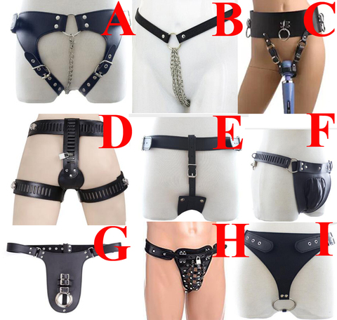 Leathe Chastity Belt Device,Strapon Dildo Harness,Strap-on Anal Plug Butt Panties,Sex Toys For Women ► Photo 1/6