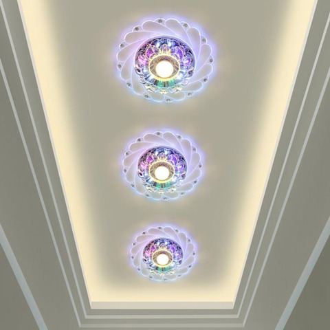 3W LED Crystal Lotus Ceiling Light Flush Corridor Lamp Warm Light Colorful Light For Aisle Corridor Hallway Kitchen Ceiling Lamp ► Photo 1/6