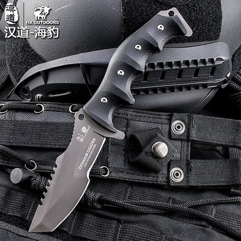 HX OUTDOORS 440C Blade Tactical Straight Hunting Knife K10 Handle Camping Survival Rescue Knives With K Sheath EDC tool ► Photo 1/6