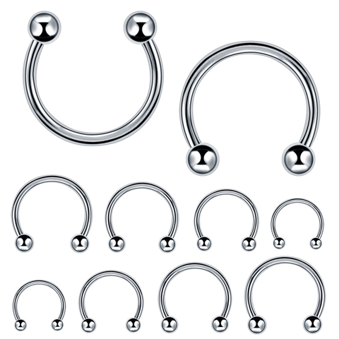 10pcs/lot Steel Trendy Nose Septum Hoop Lip Rings Circular Barbell Horseshoe Ear Tragus Helix Earrings For Unisex Jewelry ► Photo 1/6