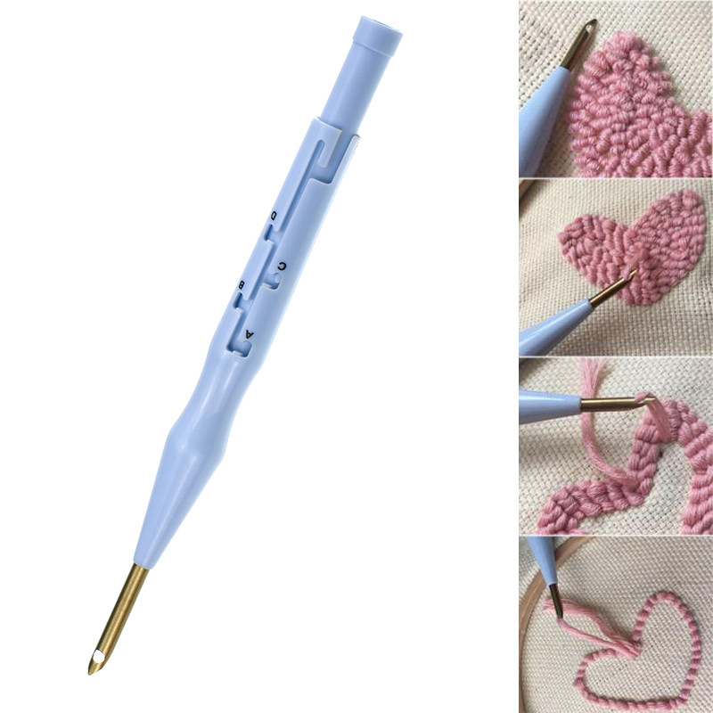 MIUSIE 1PCS Plastic Punch Needle Embroidery Pen Set Adjustable Punch Needle  Weaving Tool Interchangeable Punch Needle - AliExpress
